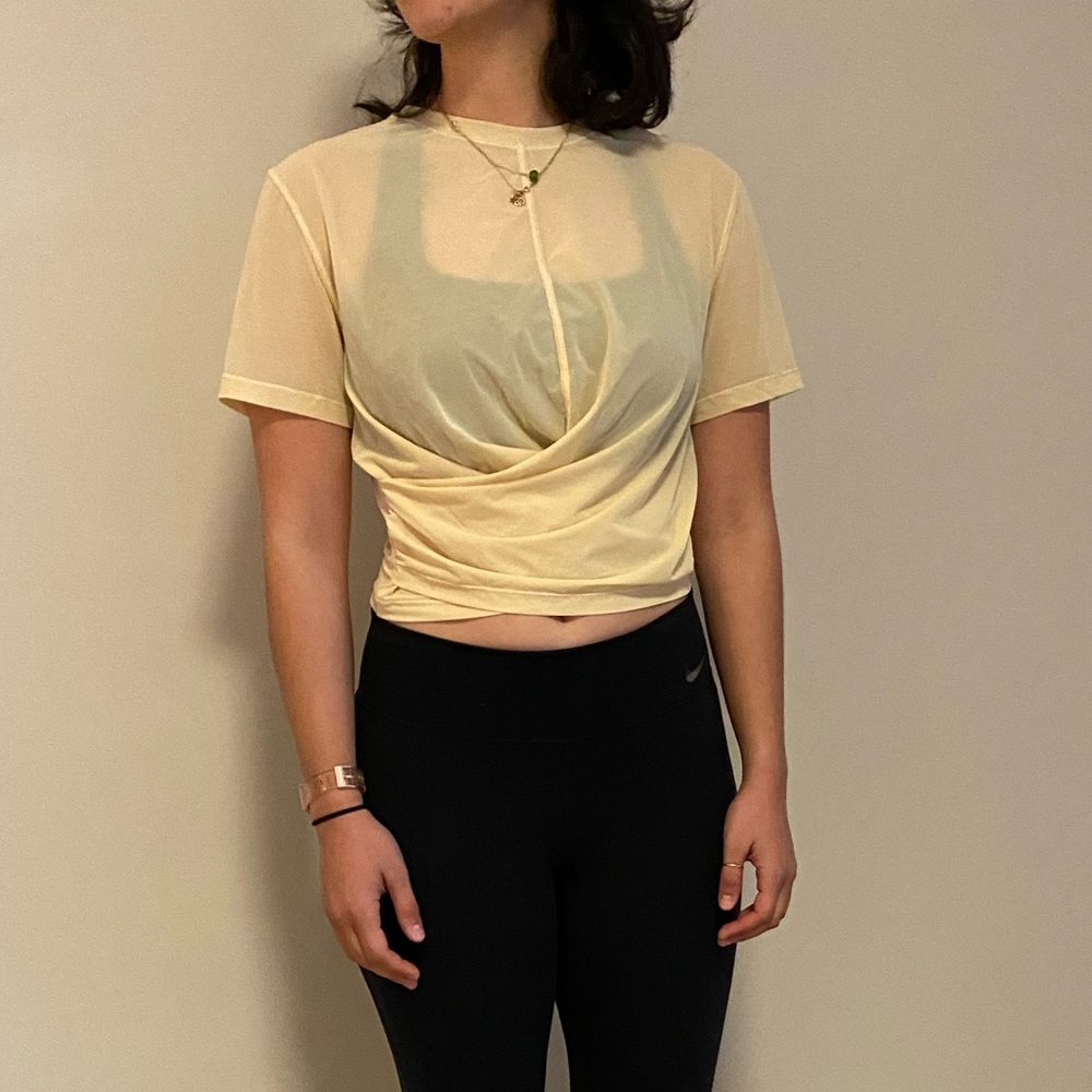 Sheer, nude, cropped size 4 lululemon top